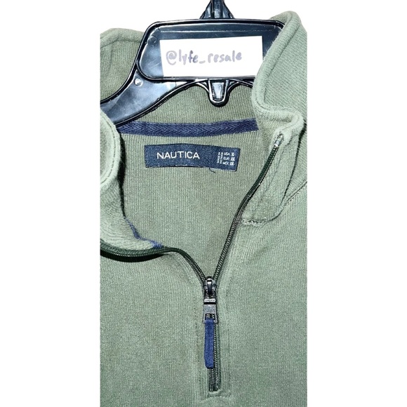 Nautica Fleece Men’s Size XL Green 1/4 Zip Long Sleeve - Picture 3 of 4